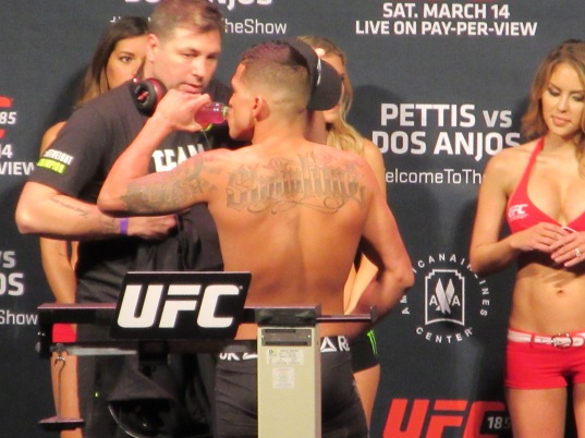 Duke Roufus & Anthonsy Showtime Pettis at the UFC 185 Weigh Ins.
